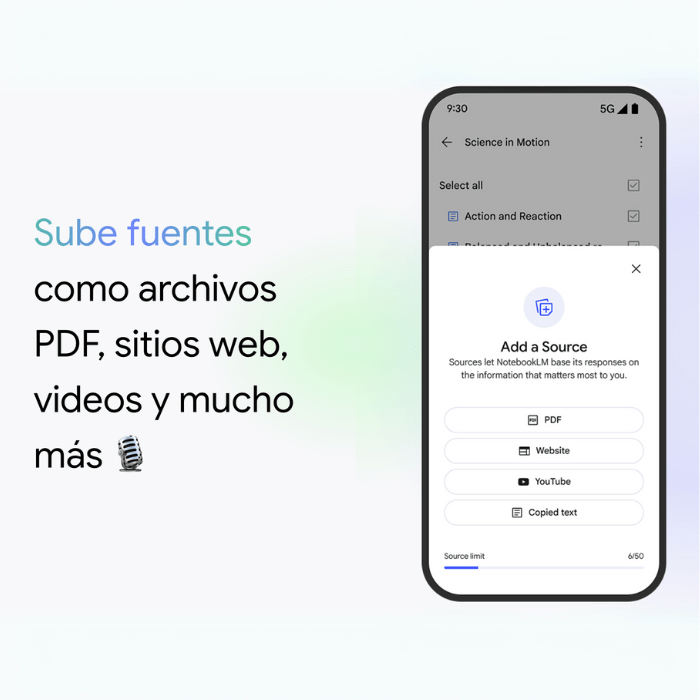 Sube fuentes y documentos a NotebookLM.- Blog Hola Telcel