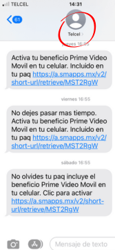 Este es un ejemplo de un mensaje de Texto que proviene de los canales oficiales de Telcel.- Blog Hola Telcel 