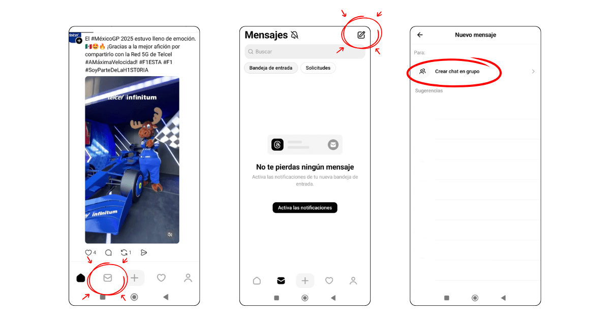 Paso a paso para crear un chat grupal en Threads.- Blog Hola Telcel