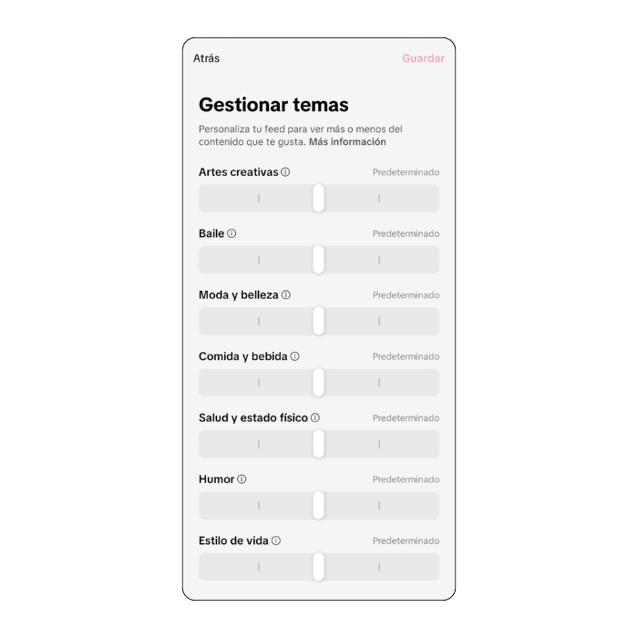 'Gestionar temas' en TikTok.- Blog Hola Telcel