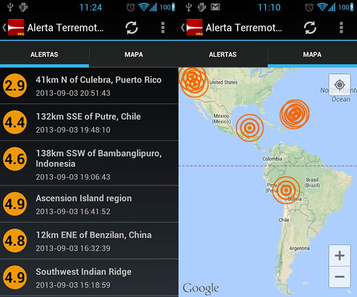 Apps de alerta sísmica