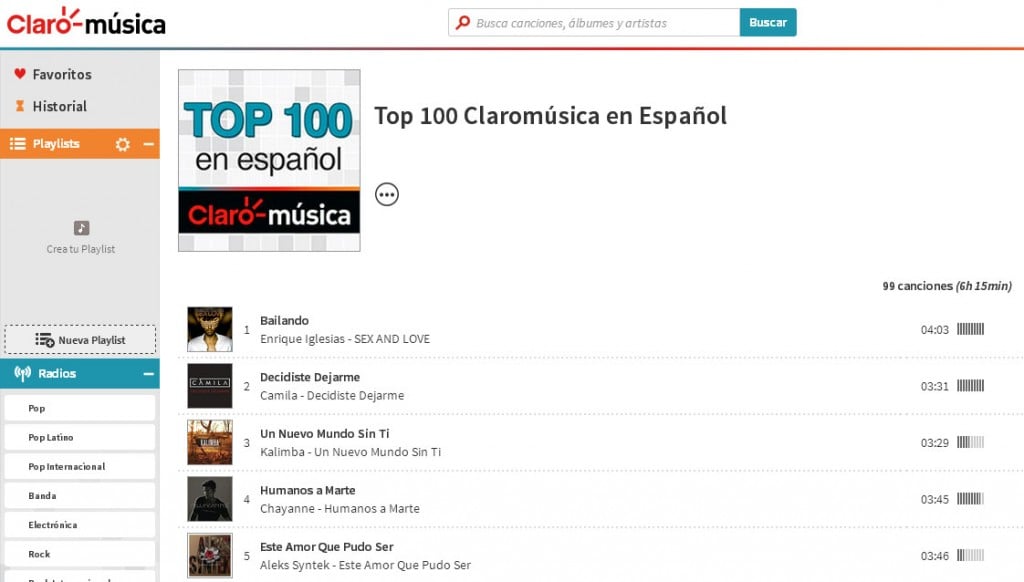 La mejor música en español e inglés en Claromúsica