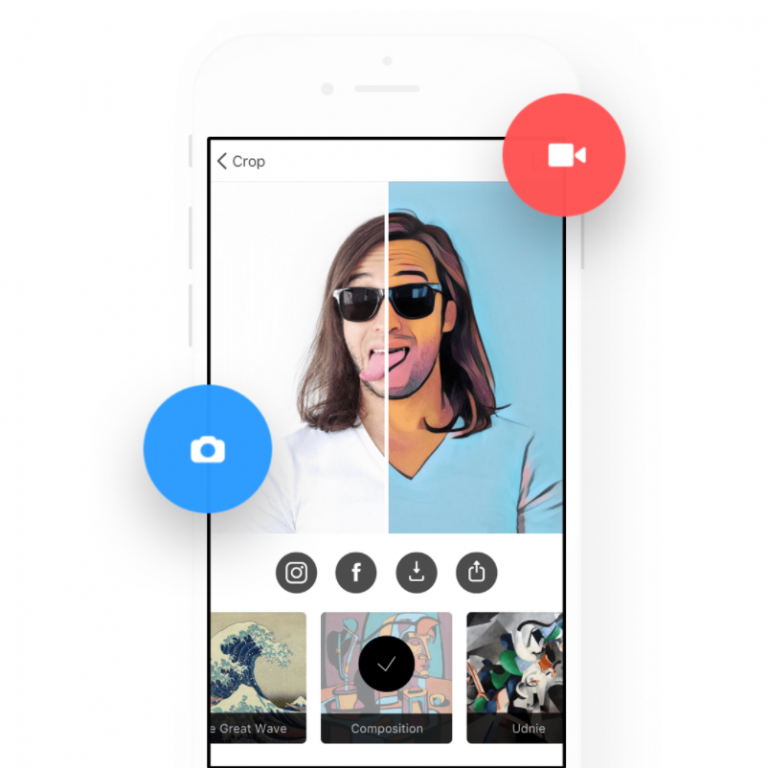 prisma facebook pantalla de iPhone con un hombre que usa la aplicación de Prisma.