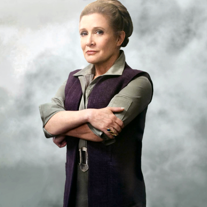 Carrie Fisher como la general Leia Organa en Star Wars