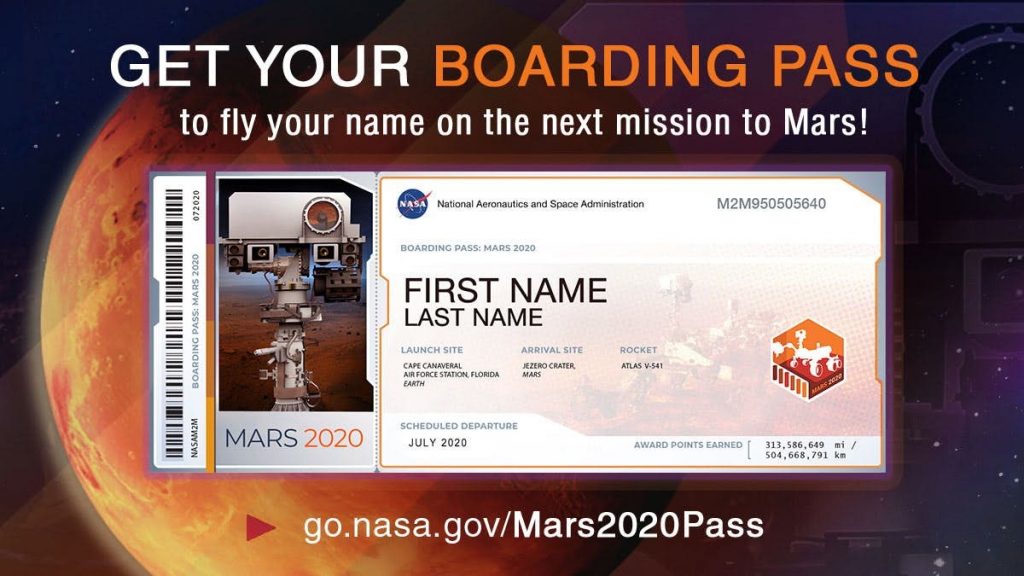 NASA mandará nombres a Marte. 