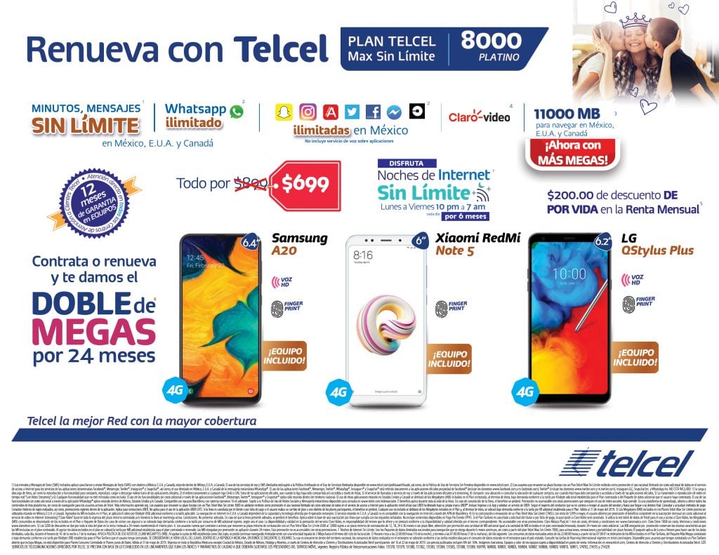 Plan Telcel Max Sin Límite 8000 Platino Incluye Un Xiaomi Redmi Note 5 Hola Telcel 8874