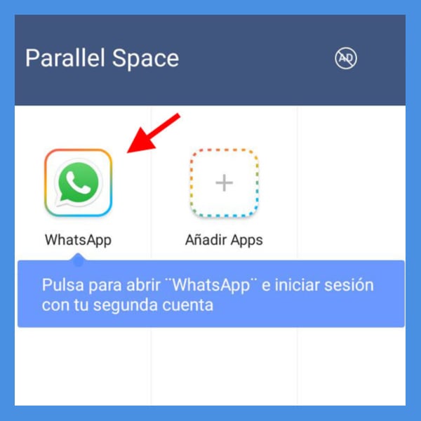 parallel space dos sesiones de WhatsApp y Facebook