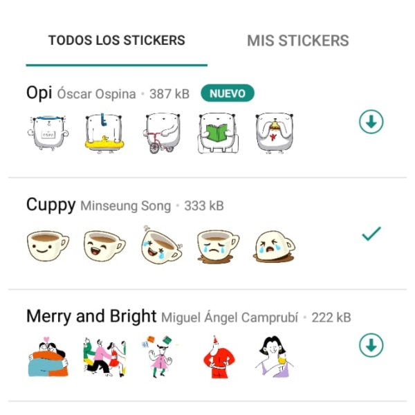 Nuevos stickers WhatsApp