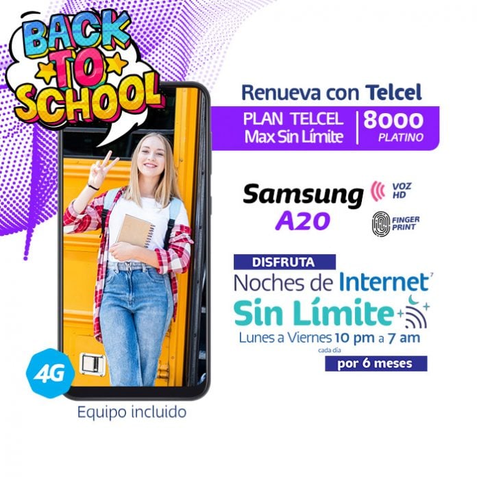 ¡Back to school! Renueva con Plan Telcel Max Sin Límite 8000 Platino