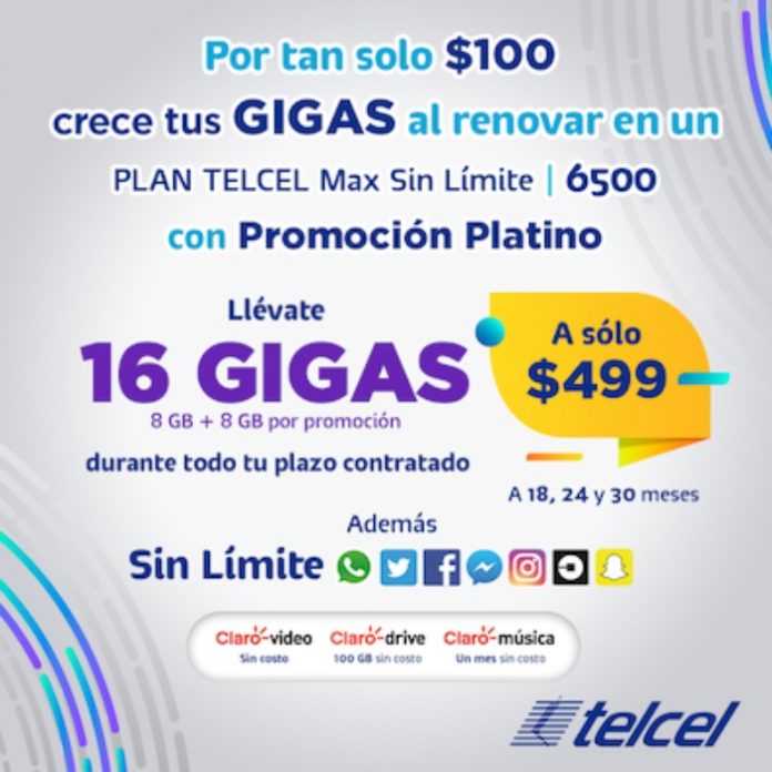 ¡renueva Tu Plan Telcel Max Sin Límite 6500 Y Conviértete En Cliente Platino 9858