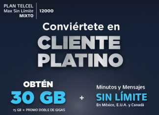 Conviértete en Cliente Platino Plan Telcel Max Sin límite 12000 mixto