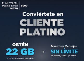 Conviértete en Cliente Platino Plan Telcel Max Sin límite 8000 mixto