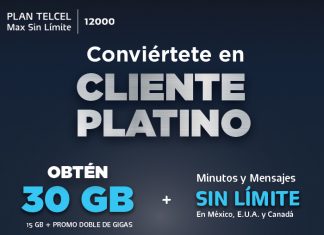 Conviértete en Cliente Platino Plan Telcel Max Sin límite 12000