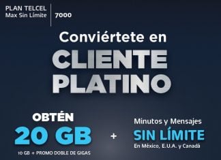 Conviértete en Cliente Platino Plan Telcel Max Sin límite 7000