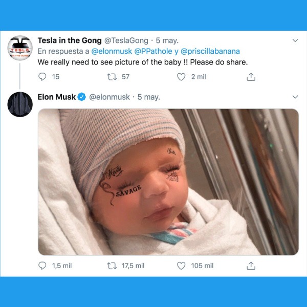 ¿Qué significa el nombre del bebé de Elon Musk y Grimes? *Foto: Twitter Elon Musk