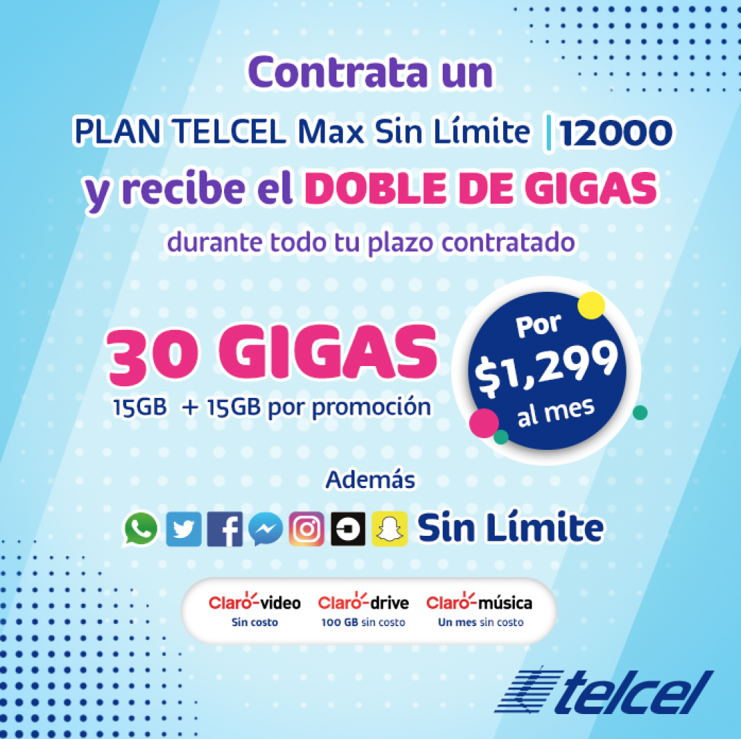 Contrata un paquete sin límite de Telcel para redes sociales