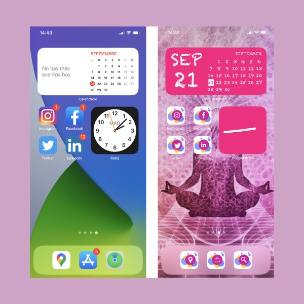 Pantalla inicio iphone widgets e iconos