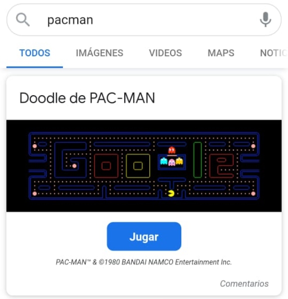 Pac-Man juego doodle Google 