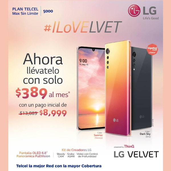 LG Velvet promoción febrero Telcel 