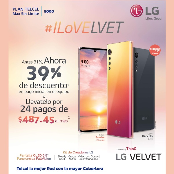 LG Velvet promoción Telcel Febrero 