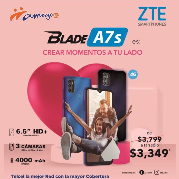 El Blade A7s es perfecto para aquellos que buscan precios accesibles ya que de $3,799 puede ser tuyo a tan sólo $3,349. 