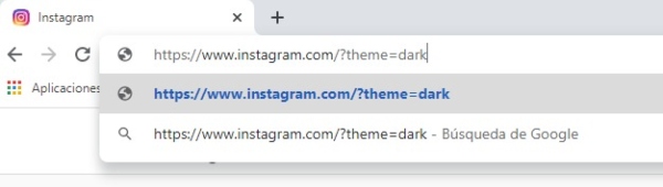 Instagram url modo oscuro extensión 