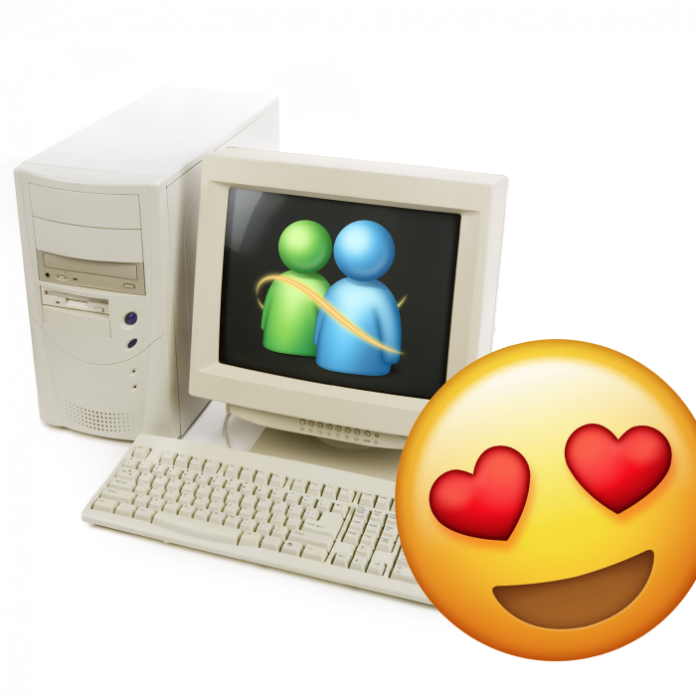 MSN Messenger computadora antigua emoji corazones