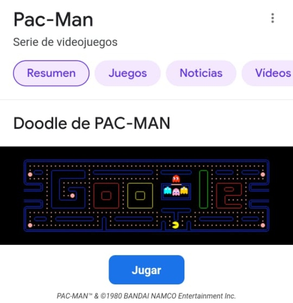 Pac-Man Doodle Google buscador 