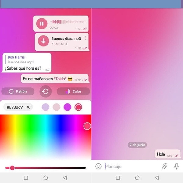 Otra función que llegará a Telegram son los colores degradados para el fondo de los chats- Blog Hola Telcel 