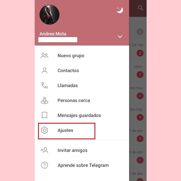 Menú de Ajustes de Telegram, para personalizar los chats- Blog HolaTelcel 