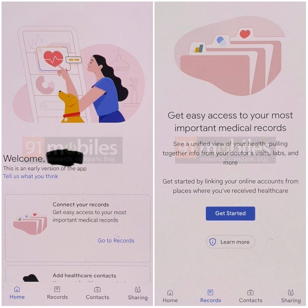 Capturas de pantalla compartidas por Ishan Agarwal sobre cómo lucirá Google Health.- Blog Hola Telcel