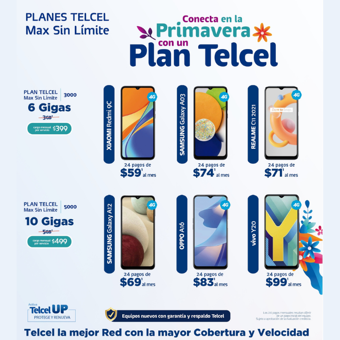 Aprovecha la promoción de primavera con Telcel y llévate el equipo que  prefieras a pagos  Hola Telcel - Hola Telcel