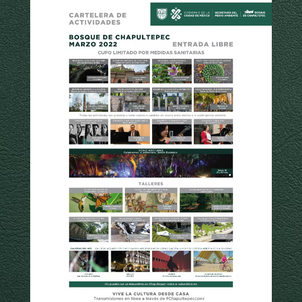 Calendario de actividades Bosque de Chapultepec marzo 2022 - Blog Hola Telcel