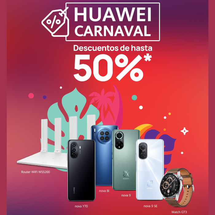 En el Huawei Carnaval encontrarás los mejores descuentos en tecnología ya sea en equipos o accesorios.- Blog Hola Telcel