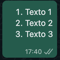 Texto en lista numerada WhatsApp.- Blog Hola Telcel.