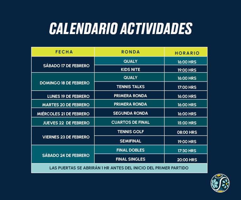 Calendario de actividades del Mifel Tennis Open by Telcel OPPO.- Blog Hola Telcel 
