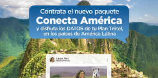 Usuaria de Telcel usando Conecta América para estar siempre conectada con Telcel desde cualquiera de los 15 países de América Latina incluidos en el plan.- Blog Hola Telcel.